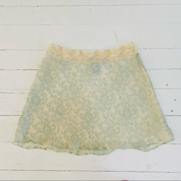 Express gorgeous silk skirt in mint green skirt (size S) - Picture 6 of 9